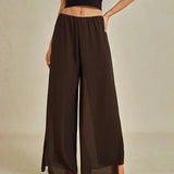Straight Leg Pant With Chiffon Split Leg Overlay