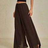 Straight Leg Pant With Chiffon Split Leg Overlay