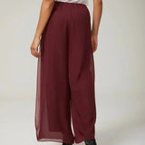 Straight Leg Pant With Chiffon Split Leg Overlay