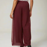 Straight Leg Pant With Chiffon Split Leg Overlay