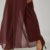 Straight Leg Pant With Chiffon Split Leg Overlay