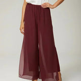 Straight Leg Pant With Chiffon Split Leg Overlay