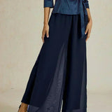 Straight Leg Pant With Chiffon Split Leg Overlay