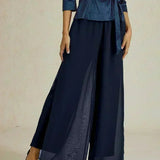 Straight Leg Pant With Chiffon Split Leg Overlay