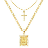 2pc 14k Initial & Cross Necklace Set