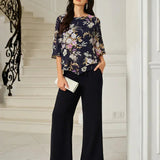 Floral Chiffon Top with Layered Hem