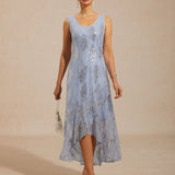 Sleeveless A-Line Maxi Dress with Mesh Sequin