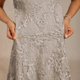 Rosette Lace A-Line Gown with Sequin Embellishment