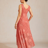 Floral Chiffon Sleeveless Evening Gown with Asymmetrical Hem