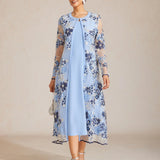 Mesh Lace Embroidered Floral Dress Set