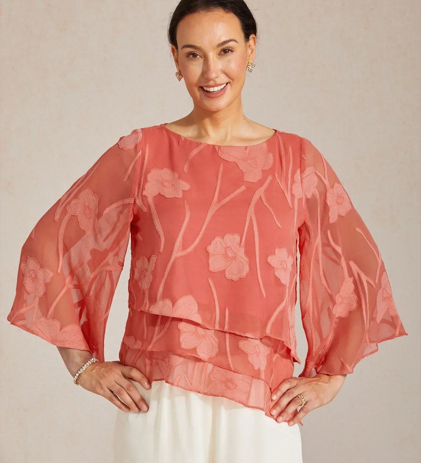 Chiffon Floral Layered Blouse