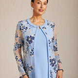 Mesh Lace Embroidered Floral Dress Set