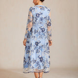Mesh Lace Embroidered Floral Dress Set