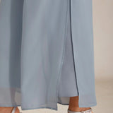 Straight Leg Pant With Chiffon Split Leg Overlay