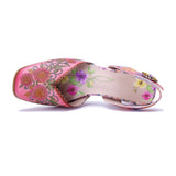 Sandálias Florais Transparentes Rosa Slingback