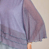 Metallic Pleated Chiffon Asymmetrical Layered Blouse