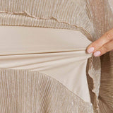 Metallic Pleated Chiffon Asymmetrical Layered Blouse