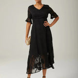 Ruffle Flutter Lace Maxi Dress