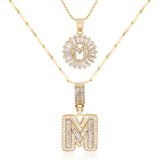 2pc 14k Diamond Letter Initial Necklaces