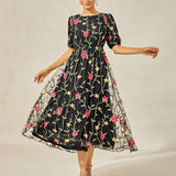 Floral Embroidered Lace Maxi Dress