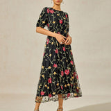 Floral Embroidered Lace Maxi Dress