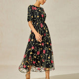 Floral Embroidered Lace Maxi Dress