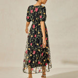 Floral Embroidered Lace Maxi Dress