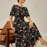 Floral Embroidered Lace Maxi Dress