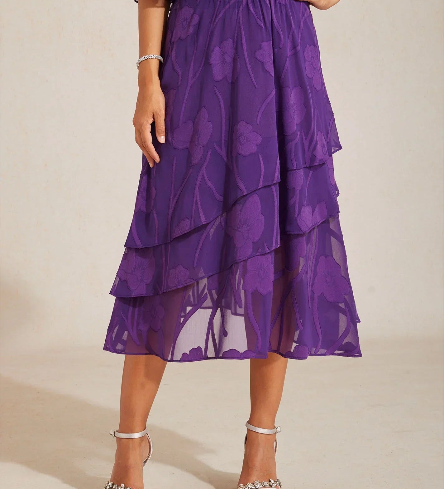 Floral Chiffon Midi Skirt