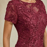 Rosette Lace A-Line Gown with Sequin Embellishment