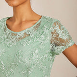Rosette Lace A-Line Gown with Sequin Embellishment