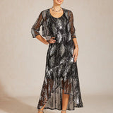 Sleeveless A-Line Maxi Dress with Mesh Sequin