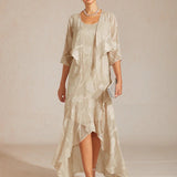 Floral Chiffon Sleeveless Evening Gown with Asymmetrical Hem