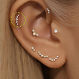 Piercing de orelha crescente em ouro maciço 14K