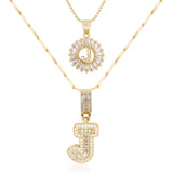2pc 14k Diamond Letter Initial Necklaces