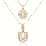 2pc 14k Diamond Letter Initial Necklaces