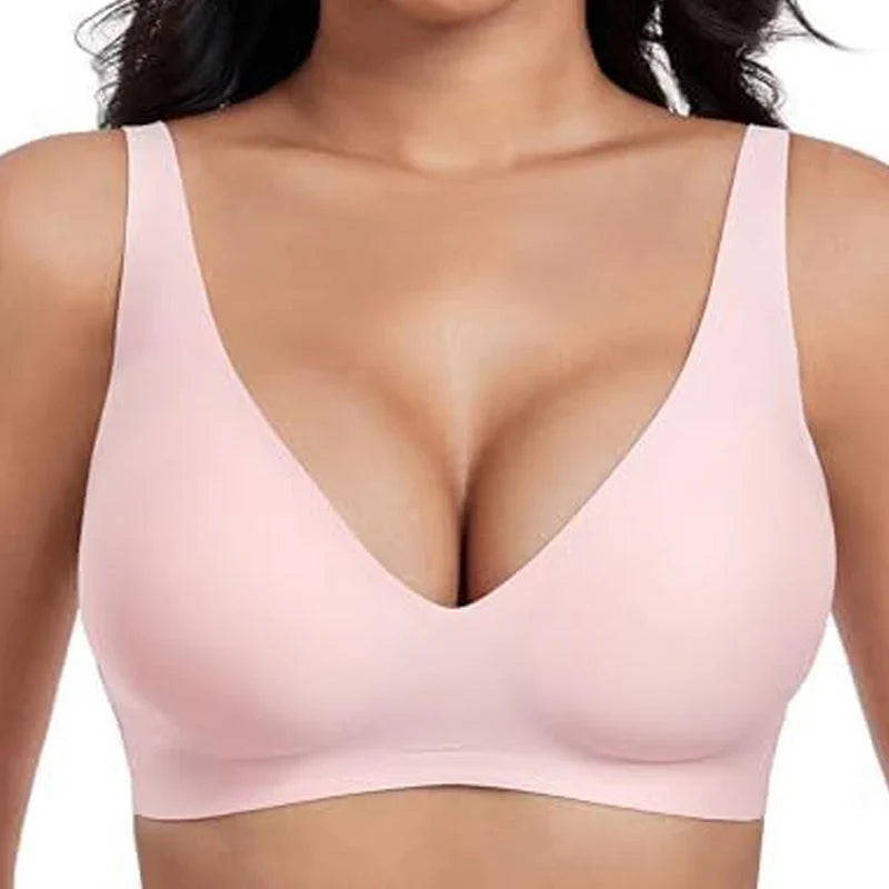 💗Summer Hot Sale - Only ￡9.99!!⚡50K+ SOLD💕 Jelly Wireless Womens Comfortable Wireless Bras Push Up Bralettes Seamless Tshirts Bras Deep V Everyday Bras