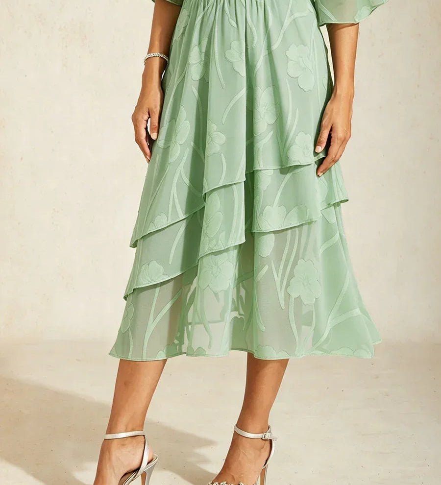 Floral Chiffon Midi Skirt