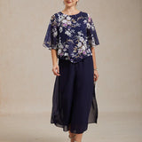 Floral Chiffon Top with Layered Hem