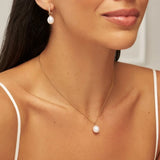 Gold Huggie Pearl Drop Earrings