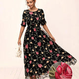 Floral Embroidered Lace Maxi Dress