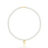 Gold Large Pearl Personalised Heart Necklace