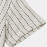 Men's Beige Stripe Linen Casual Short Sleeve Shirt