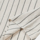 Men's Beige Stripe Linen Casual Short Sleeve Shirt
