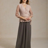 Straight Leg Pant With Chiffon Split Leg Overlay