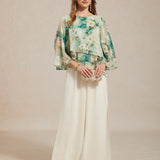 Straight Leg Pant With Chiffon Split Leg Overlay