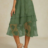 Floral Chiffon Midi Skirt