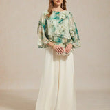 Straight Leg Pant With Chiffon Split Leg Overlay