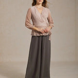 Straight Leg Pant With Chiffon Split Leg Overlay