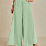 Straight Leg Pant With Chiffon Split Leg Overlay